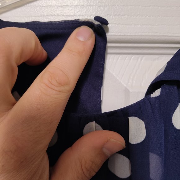 Jessica Howard navy blue / Dark blue polka dot mini dress. Size 4 petite - Picture 4 of 7